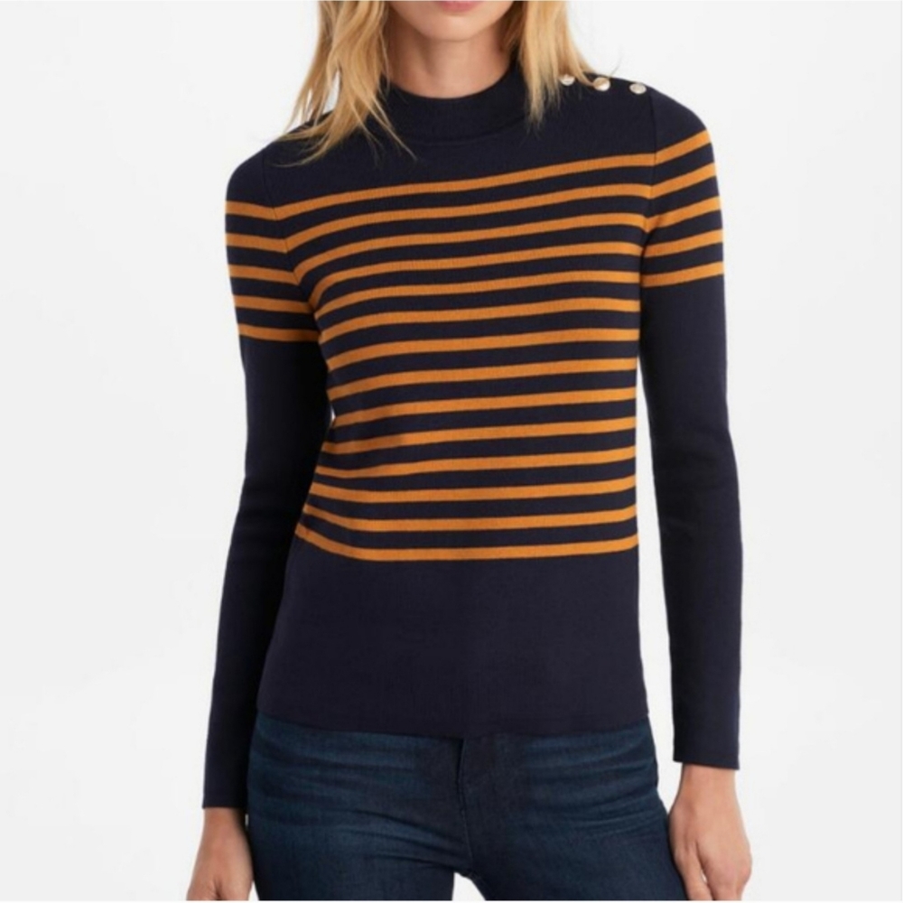 Karl Lagerfeld Women's Rugby Striped Sweater Top